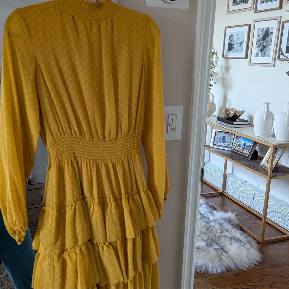 Nanette Lepore Yellow Long Sleeve Mock Neck Dress
